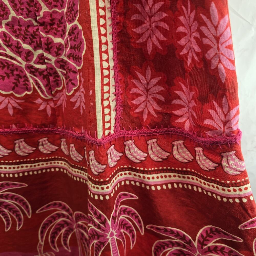 Farm Rio Dress Womens XL Linen Red Pink Summer Sunrise Tank Maxi - Picture 12 of 15